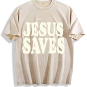 Jesus Saves Vintage Washed T-Shirt in Beige