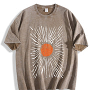 Retro Orange Sunburst vintage washed oversized T-shirt in Brown