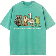 Celebrate Minds of All Kinds Neurodiversity vintage washed oversized T-shirt in Blue