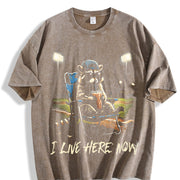 Baseball Goose I Live Here Now Vintage Washed T-Shirt in Brown