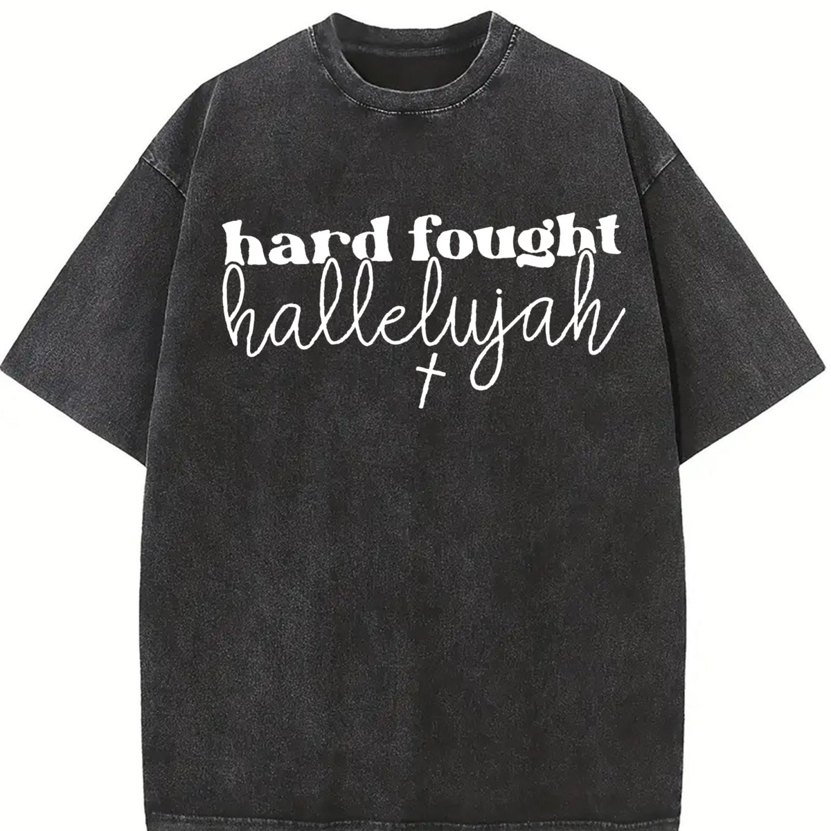 Christian Prayer 1xl-5xl Vintage Washed T-Shirt in Black