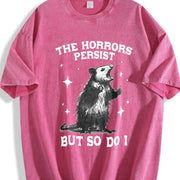 Retro Possum Says 90s Vintage Washed T-Shirt in Red