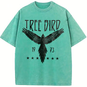 Free Bird Boho Eagle Thunderbird Retro Music Inspired vintage washed oversized T-shirt in Blue