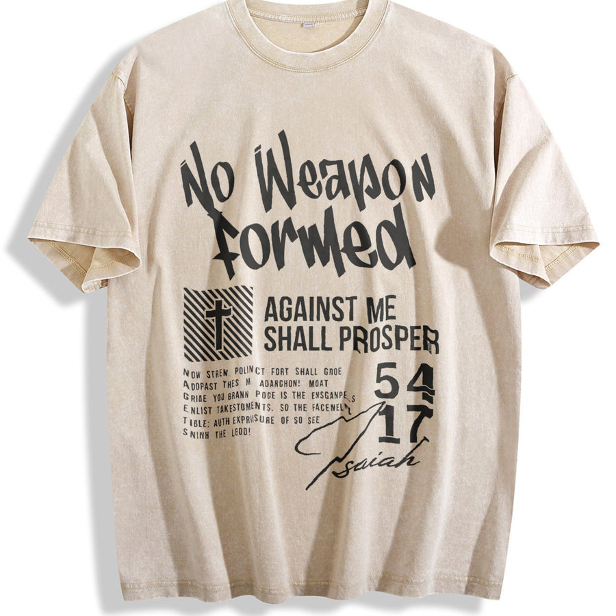 Retro 230 Pure Christian Street Style Distressed Youth vintage washed oversized T-shirt in Beige