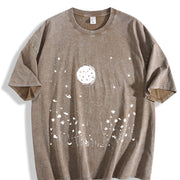 Inspired Moonlit Cat Field Vintage Washed T-Shirt in Brown