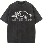 Ain't Life Grand Dog Lover Vintage Washed T-Shirt in Black