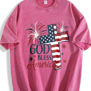 Short-sleeve for Spring Vintage Washed T-Shirt in Red