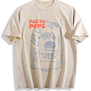 Pasta Pups Dachshund Vintage Washed T-Shirt in Beige