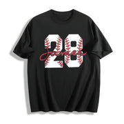 Custom Baseball Number Cotton T-Shirt in Black