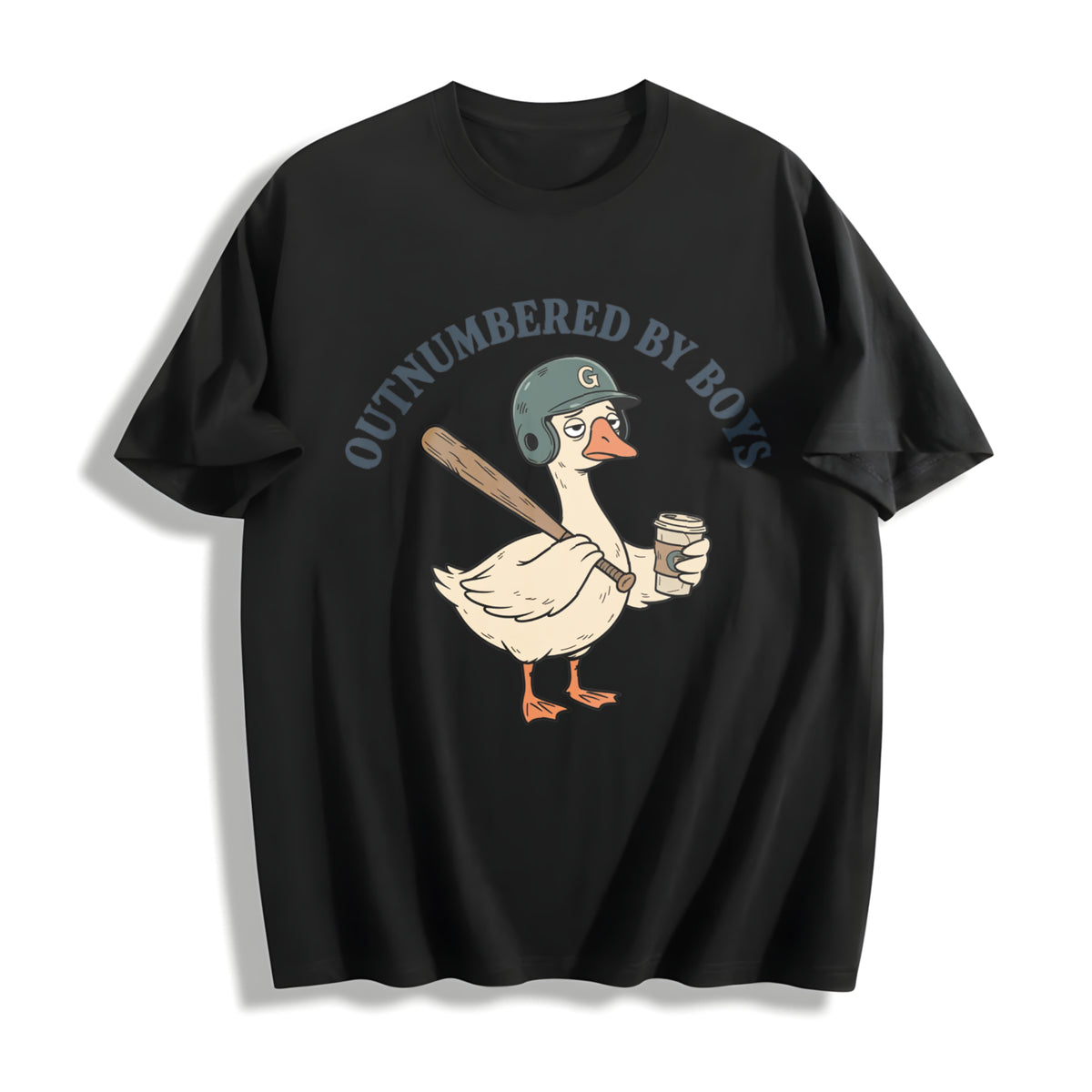 Boy Mom Outnumbered by Boys Cotton T-Shirt in Black