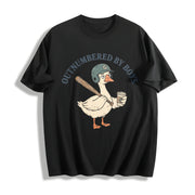 Boy Mom Outnumbered by Boys Cotton T-Shirt in Black