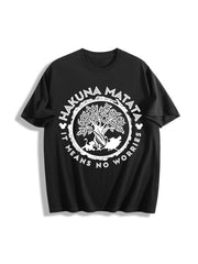 Hakuna Matata Animal Kingdom Lion King Simbba Timonn Cotton T-Shirt in Black