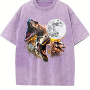 Retro T-rex Dinosaur Vintage Washed T-Shirt in Purple