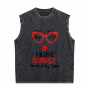 I Match Energy Vintage Washed Tank Top in Black