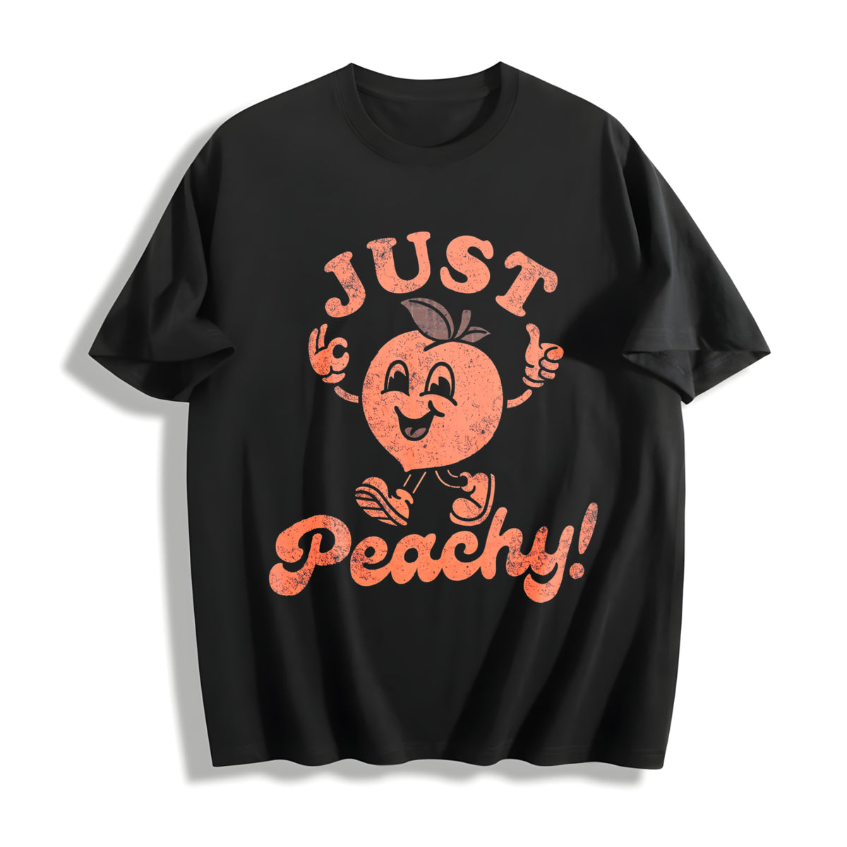 Just Peachy Cotton T-Shirt in Black
