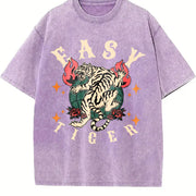 Easy Tiger Vintage Washed T-Shirt in Purple