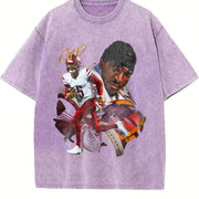 Jayden Daniels Washington Rookie Star Custom Football vintage washed oversized T-shirt in Purple