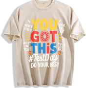You Got This Test Day Vintage Washed T-Shirt in Beige