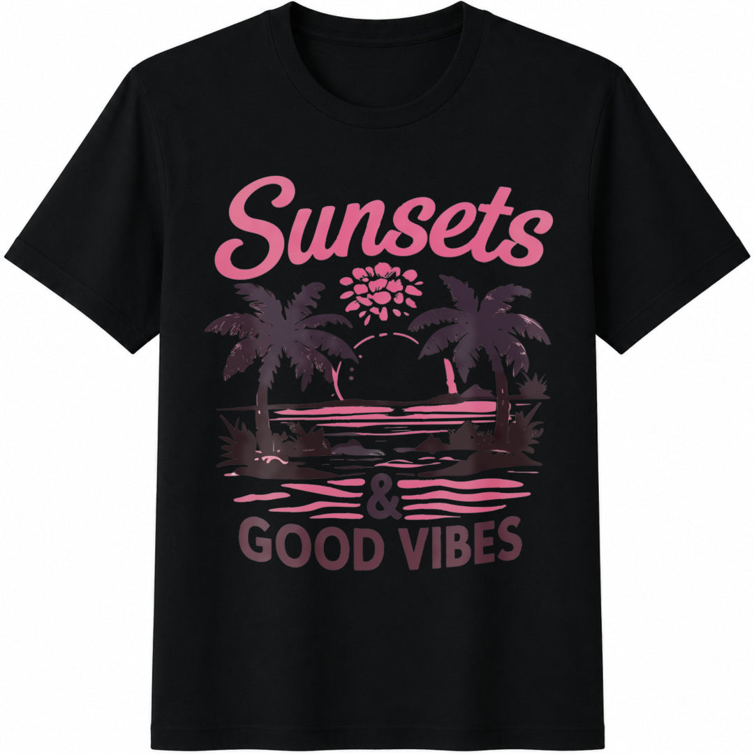 Forever Chasing Sunsets Cotton T-Shirt in Black