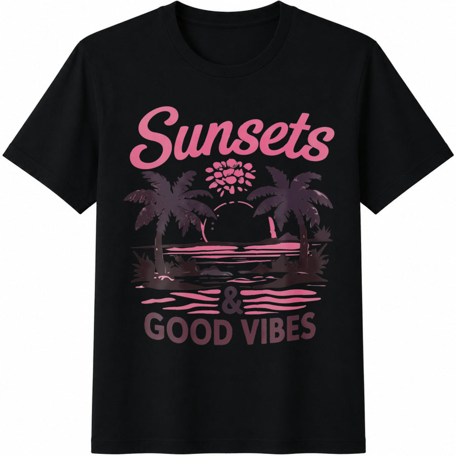 Forever Chasing Sunsets Cotton T-Shirt in Black