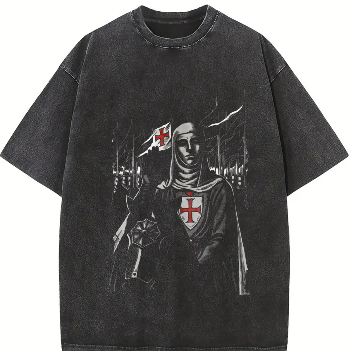 Retro Baldwin IV The Leper King The Crusader King and His vintage washed oversized T-shirt in Black