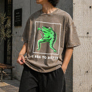 I Disagree Vintage Washed T-Shirt in Brown