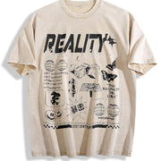Pure Retro Blouse for Attire Vintage Washed T-Shirt in Beige