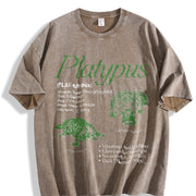 Platypus 90s Retro Animal Infographic Facts Vintage Washed T-Shirt in Brown