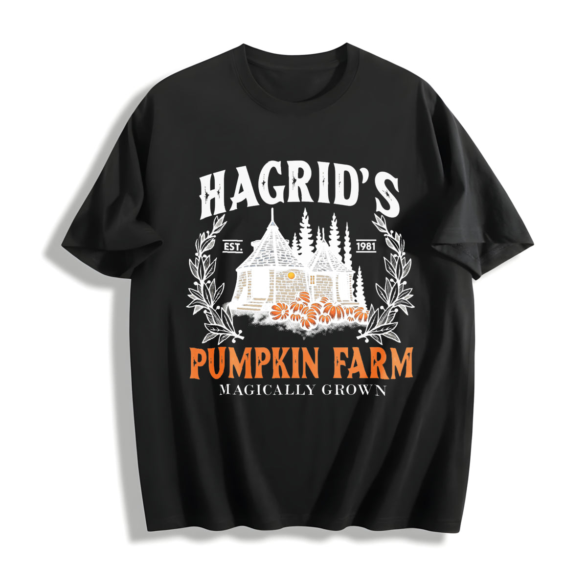 Hagrid's Pumpkin Patch Cotton T-Shirt in Black