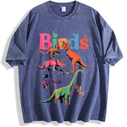 Birds vintage washed oversized T-shirt in Blue