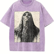 Melting Grim Reaper Sleeveless Tank Vintage Washed T-Shirt in Purple