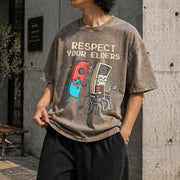 Respect Your Elders Vintage Washed T-Shirt in Brown