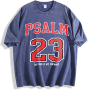 PSALM 23 Christian Gifts And t-shir vintage washed oversized T-shirt in Blue