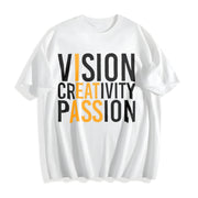 Vision Creativity Passion Smooth Basic Cotton T-Shirt in White