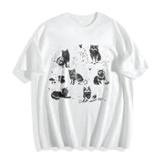 90s Cats Kitten Nature Cotton T-Shirt in White