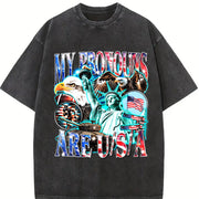 My Pronouns Are USA Retro Vintage Washed T-Shirt in Black