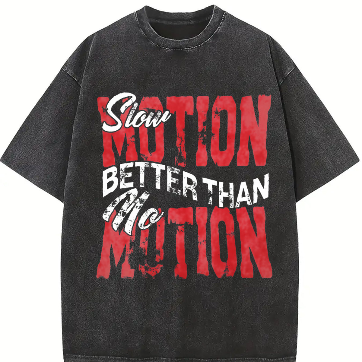 Motivational Quote and Shorts Set Vintage Washed T-Shirt in Black