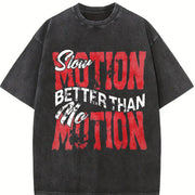 Motivational Quote and Shorts Set Vintage Washed T-Shirt in Black