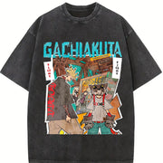 Zanka Nijik Gachiakuta Anime Hip Hop 16Vintage vintage washed oversized T-shirt in Black