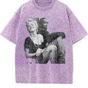 Marilyn Monroe and 2Pac vintage washed oversized T-shirt in Purple