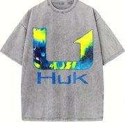 Sleeveless Tank HUK Tie Dye Arrow Logo Vest Vintage Washed T-Shirt in Gray