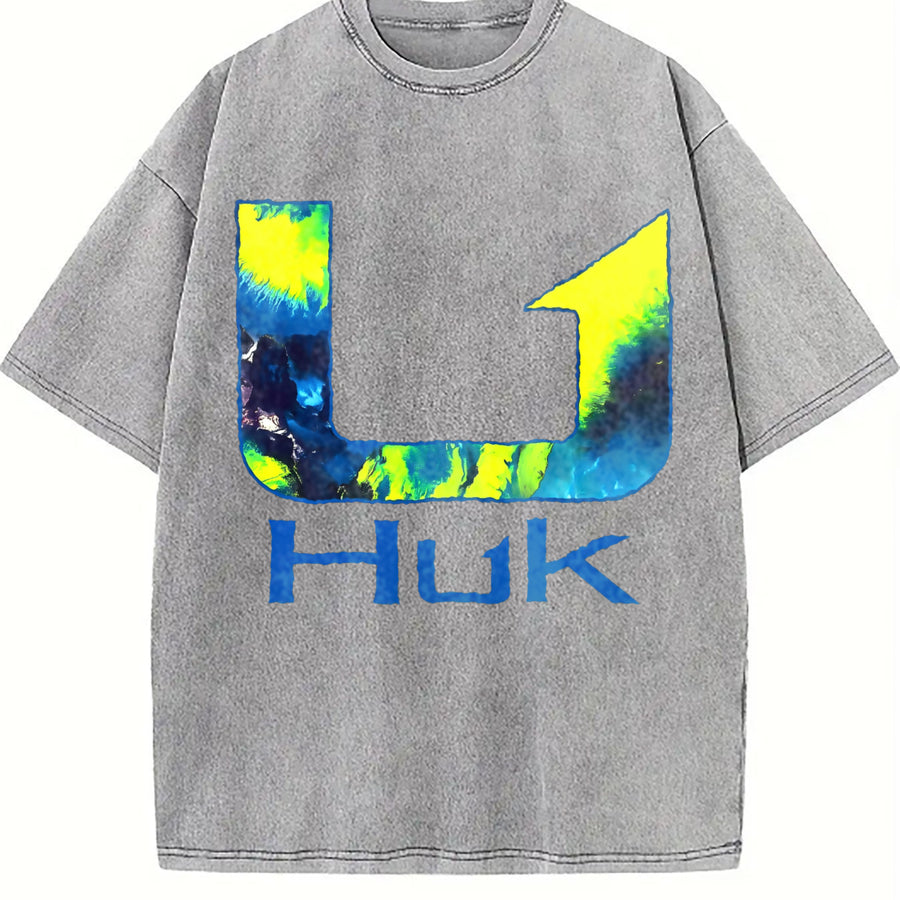 Sleeveless Tank HUK Tie Dye Arrow Logo Vest Vintage Washed T-Shirt in Gray