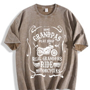 Some Grandpas Play Bingo Real Grandpas Ride Motorcycles Vintage Washed T-Shirt in Brown