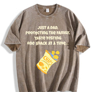 Dad Who Loves Snacks Father's Day Vintage Washed T-Shirt in Brown