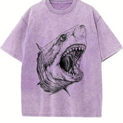 Shark 90s Retro ® Grunge Great White Shark Ocean Y2k Vintage Washed T-Shirt in Purple