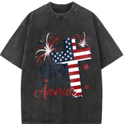 Short-sleeve for Spring Vintage Washed T-Shirt in Black