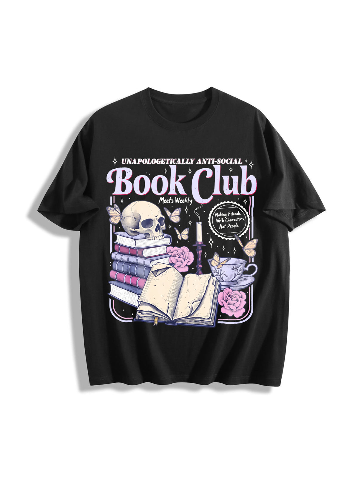 Anti Social Book Club Cotton T-Shirt in Black