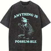Possum Retro 90s Anything Possumble Vintage Washed T-Shirt in Black
