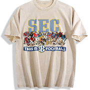 SEC Southeastern Conference - Retro College Sports vintage washed oversized T-shirt in Beige