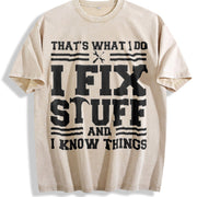 I Fix Stuff 1 Pcs Heavy Vintage Washed T-Shirt in Beige
